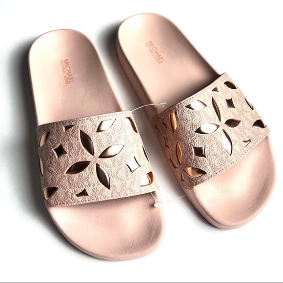 Michael Kors Women's Sandals with Gold  Flower Accents  Sz 7 - Picture 8 of 16